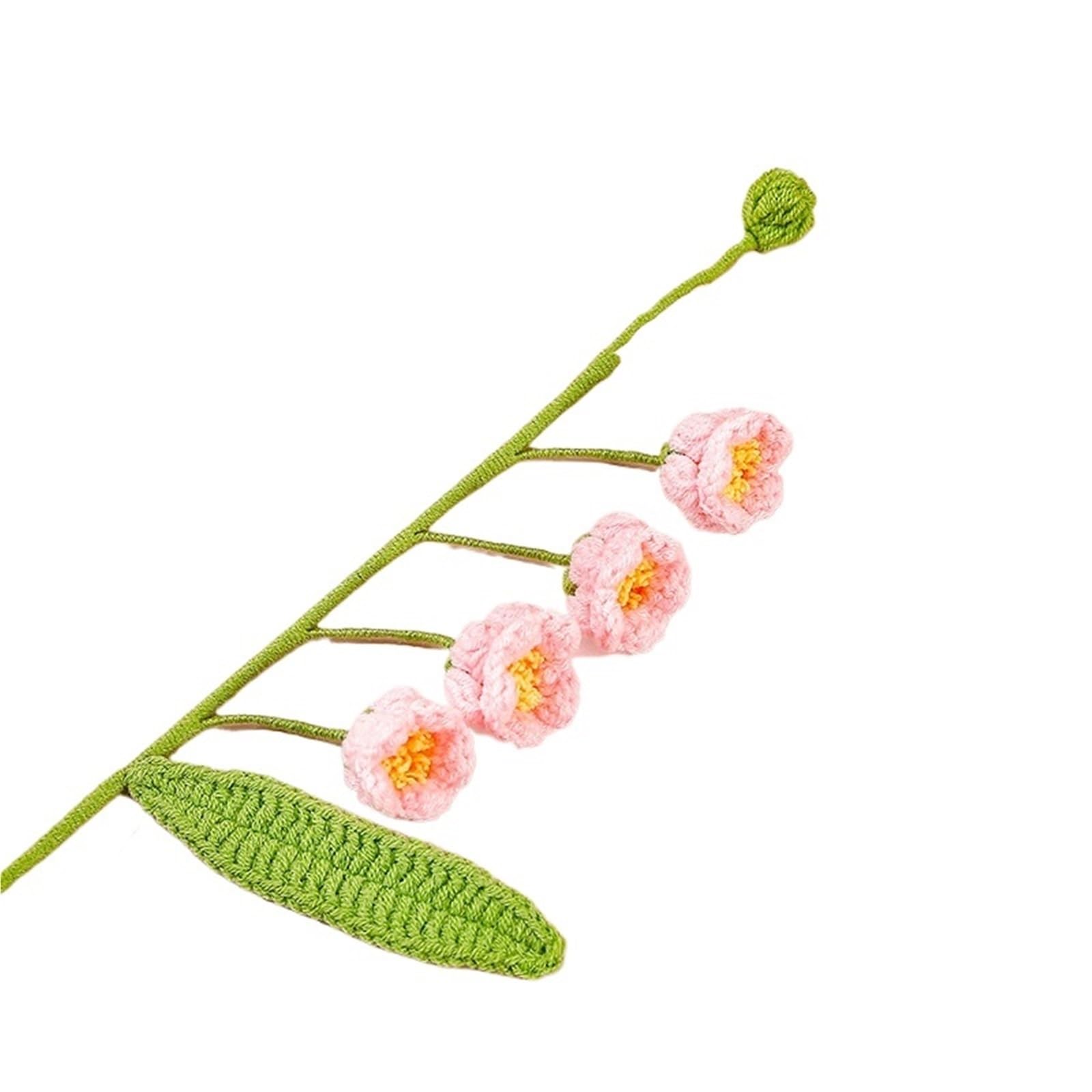 EXKURPOO crochet plant Puff Bell Orchid Crochet Flowers Creative Bouquet Flower Knitted Desktop Decor for home