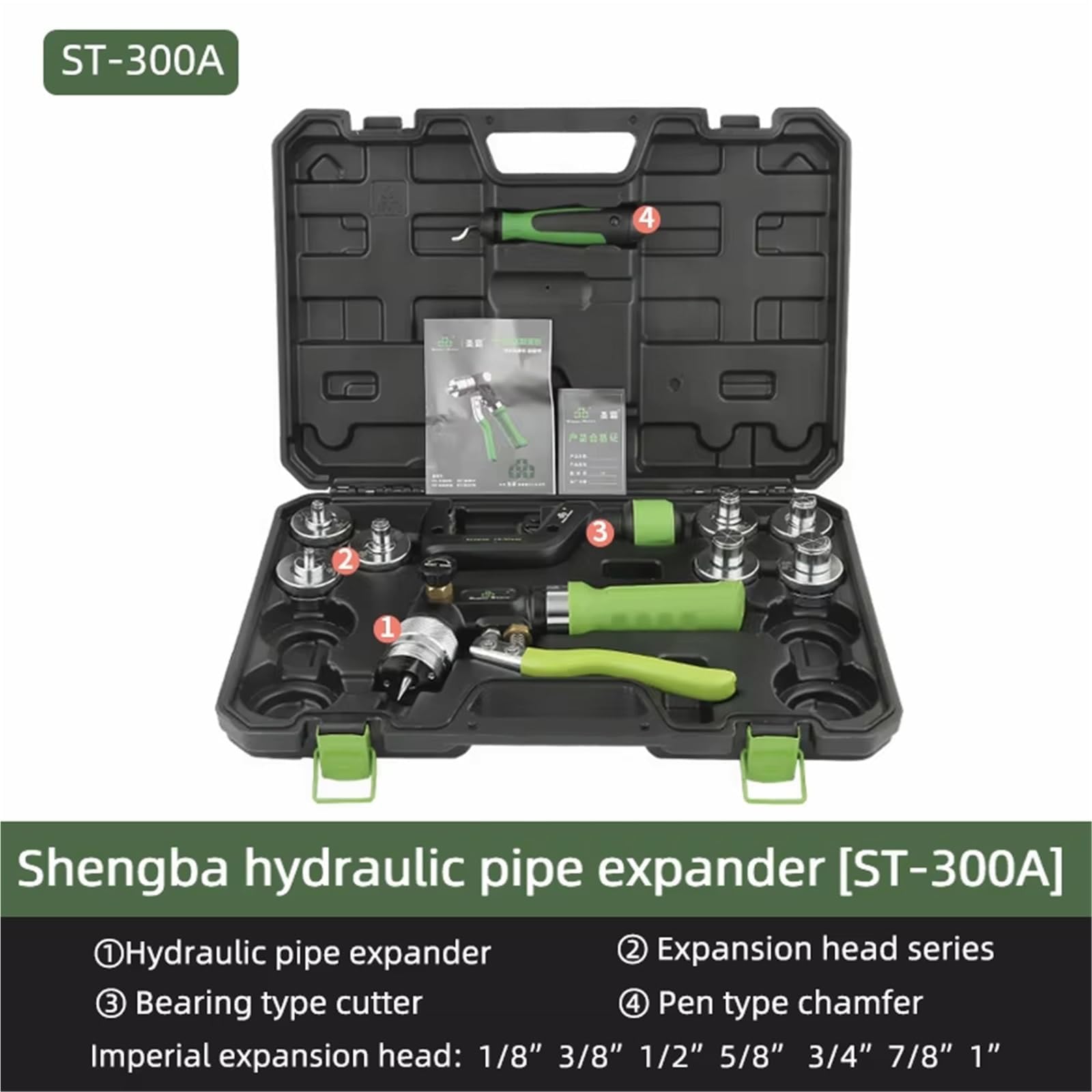 Kit de herramientas expansoras de tuberías de cobre hidráulico con cortador de tubos y múltiples cabezales de expansión para fontanería y uso HVAC