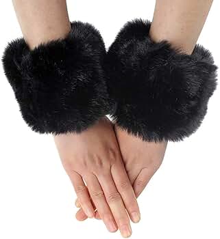 Fluffy Arm Warmer　ブラック Amazon.com: GSHLLO 1 Pair Faux Fur Short Wrist Cuff Soft