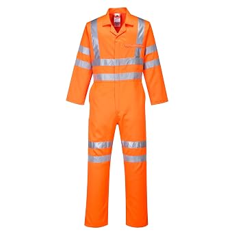 Portwest RT42 Hi-Vis Polycotton Service Coverall 1 Chest Pocket Zip Closure