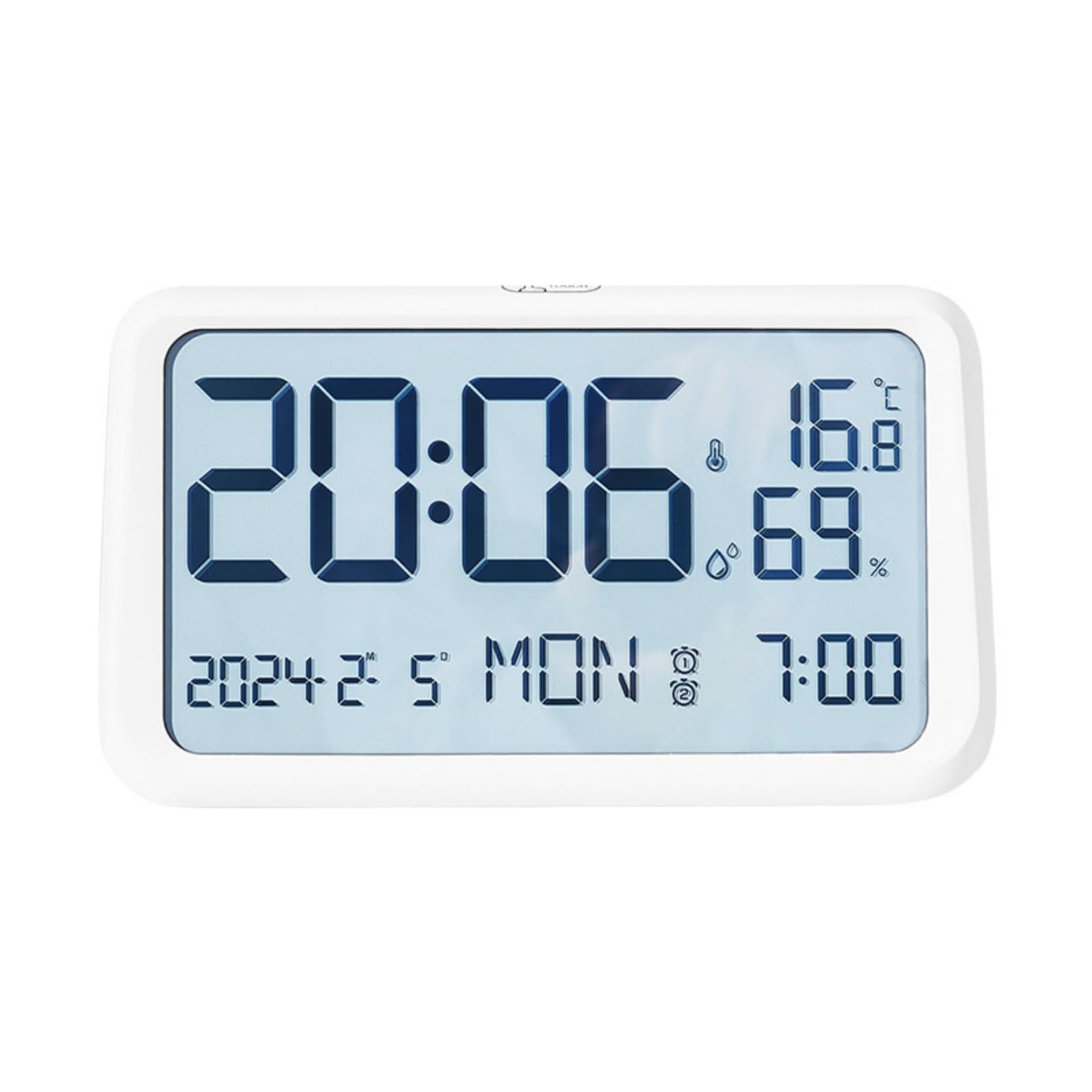Reloj Digital Pantalla Clara Reloj Despertador Calendario Higrómetro Carcasa Plástica Estable Diseño Rectangular Esquinas Redondeadas, Color to 2