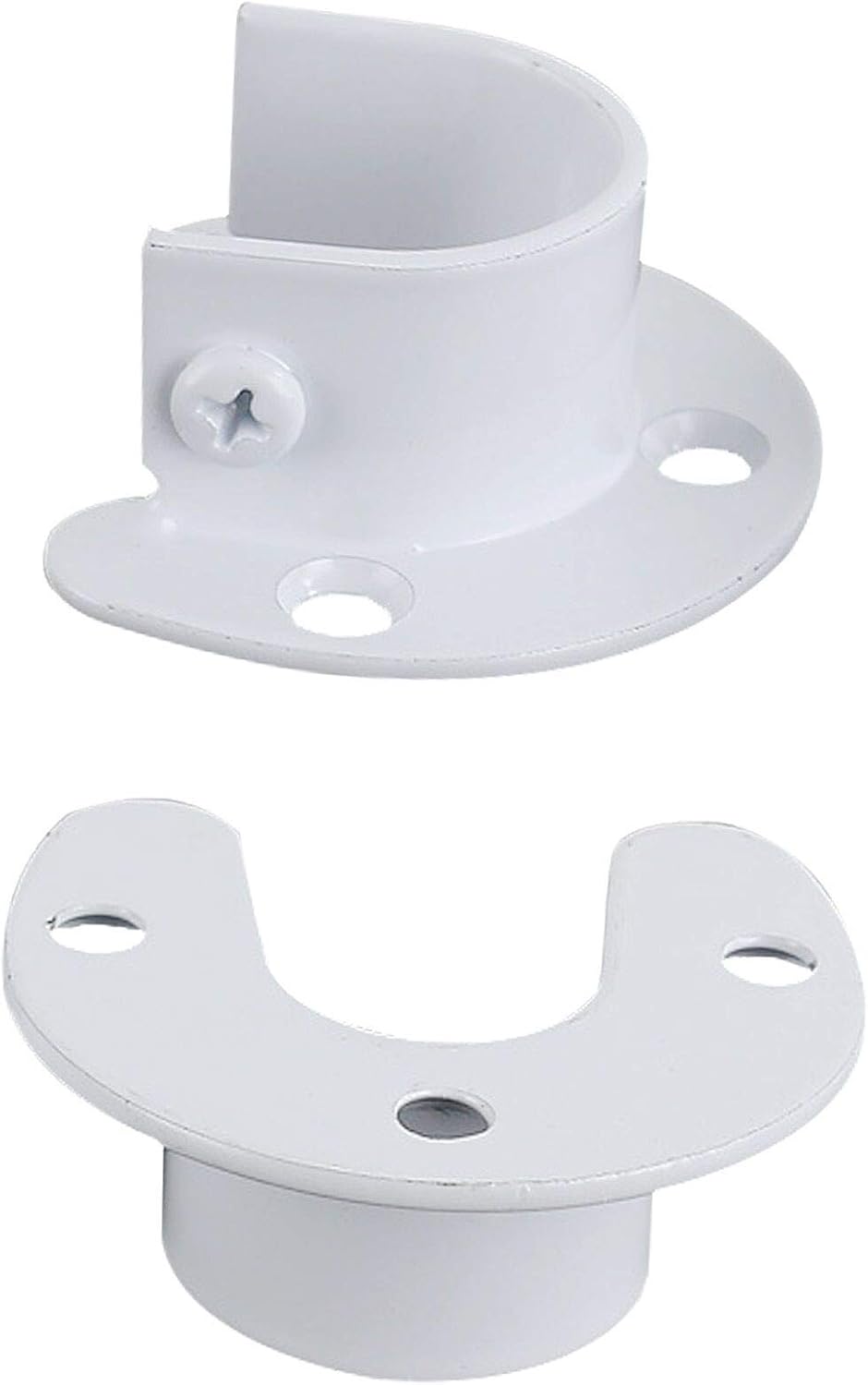 U Shape Shower Rod Holder 4pcs Curtain Rod Bracket Stainless Steel Closet Rod Holder 1" & 1-1/4" Diameter Heavy Duty Pole Flange Socket Black White