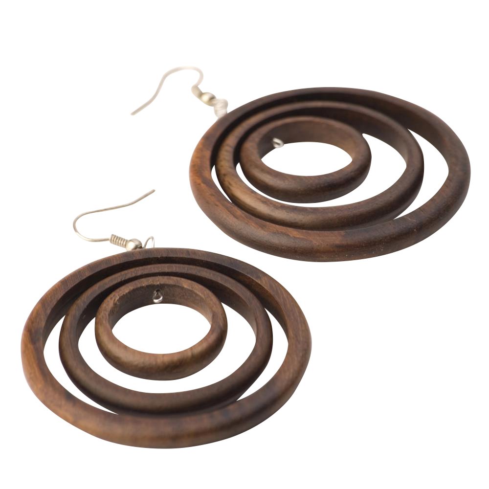 81stgeneration Orecchini a Spirale in Legno Fatti a Mano | Orecchini Pendenti in Legno con Perni a Bastoncino | Orecchini Tribali Marroni per Donne e Uomini | Orecchini Boho Statement