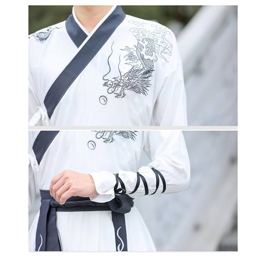 漢服セット　メンズ　魏晋風　侠客　学生服　演出服　Lサイズ　刺繡 漢服セット メンズ 魏晋風 竹柄 中華風 書生服 Lサイズの通販 by