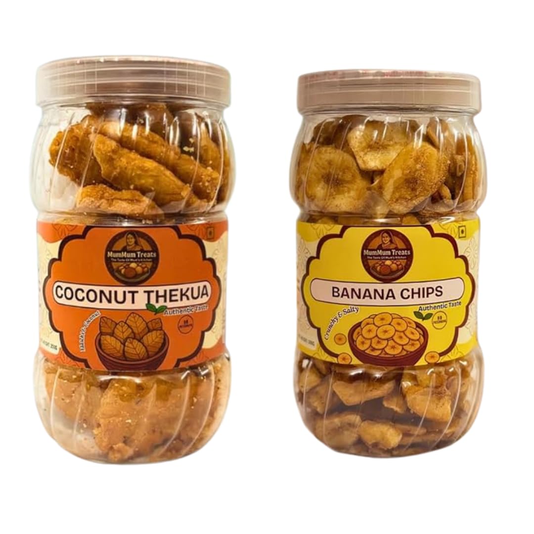 MumMum Treats Combo – Coconut Thekua + Banana Chips | Traditional Indian Snack Combo | Crunchy, Sweet & Savory Tea-Time Delight-image-46
