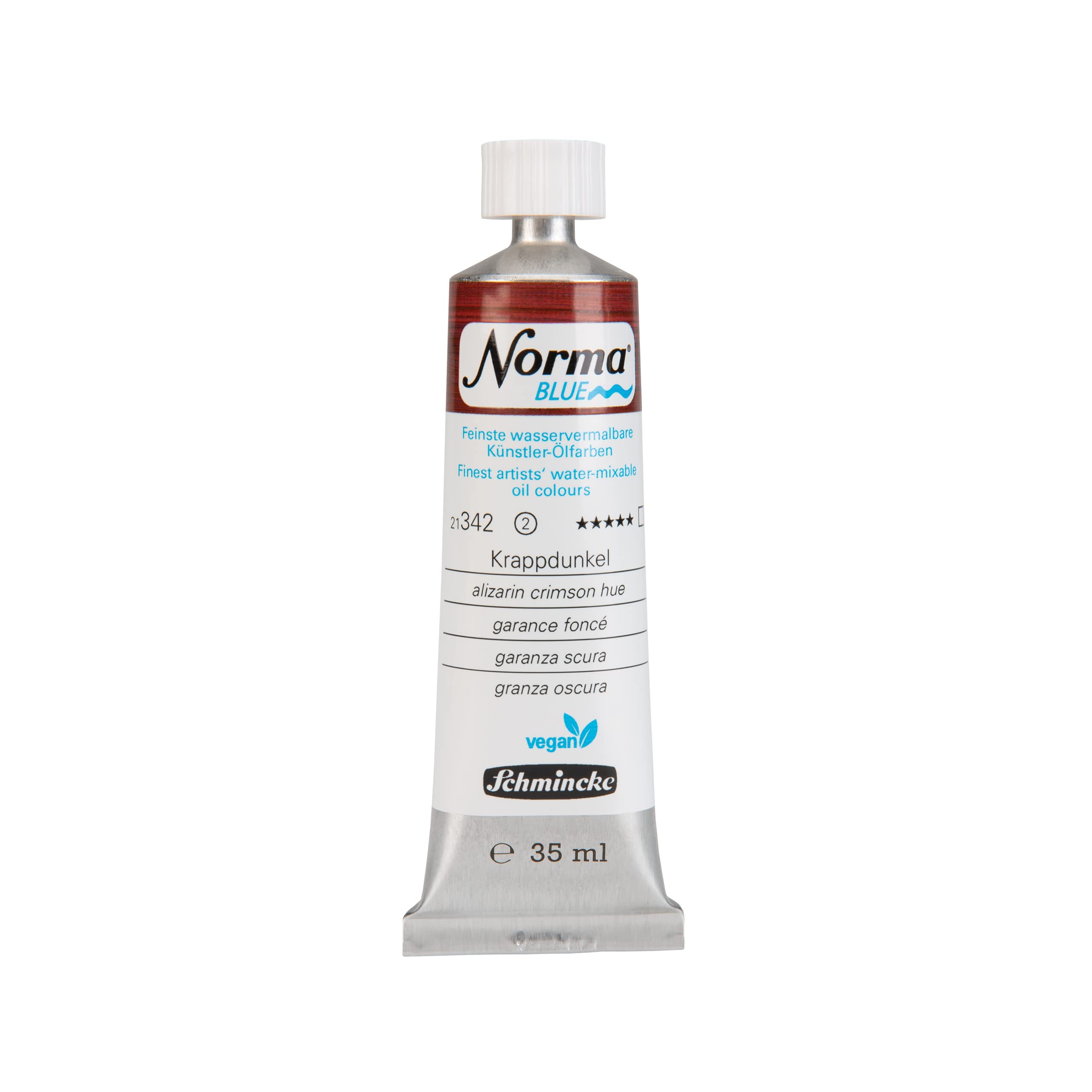 Schmincke 342 Alizarin Crimson Hue - Norma® Blue, 21342009, Finest Watercolourable Artists' Oil Colours, Highly Pigmented, Lightfast, Vegan, Alizarin Crimson Hue, 35 Ml