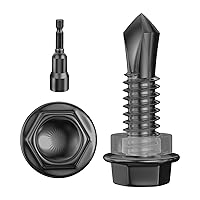 Vista 25 de (350 piezas) #8 × 5/8 pulgadas Tornillos autoperforantes con cabeza de arandela hexagonal, tornillos 410 de acero inoxidable, tornillos TEK