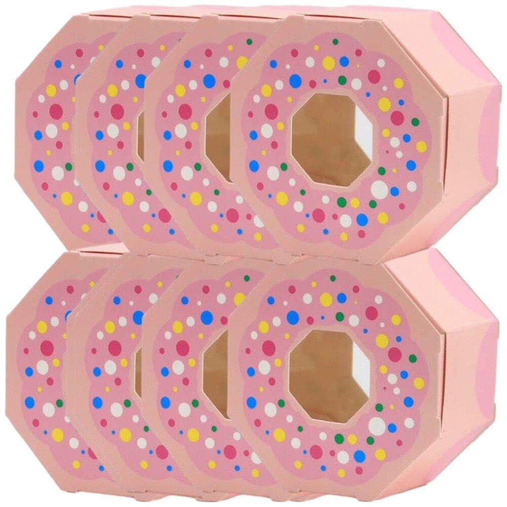 Sanfly Pink Treats Box 50Pcs Donut Style Candy Box Chocolate Biscuit Packaging Case Party Favors Treats Box For Wedding Birthday