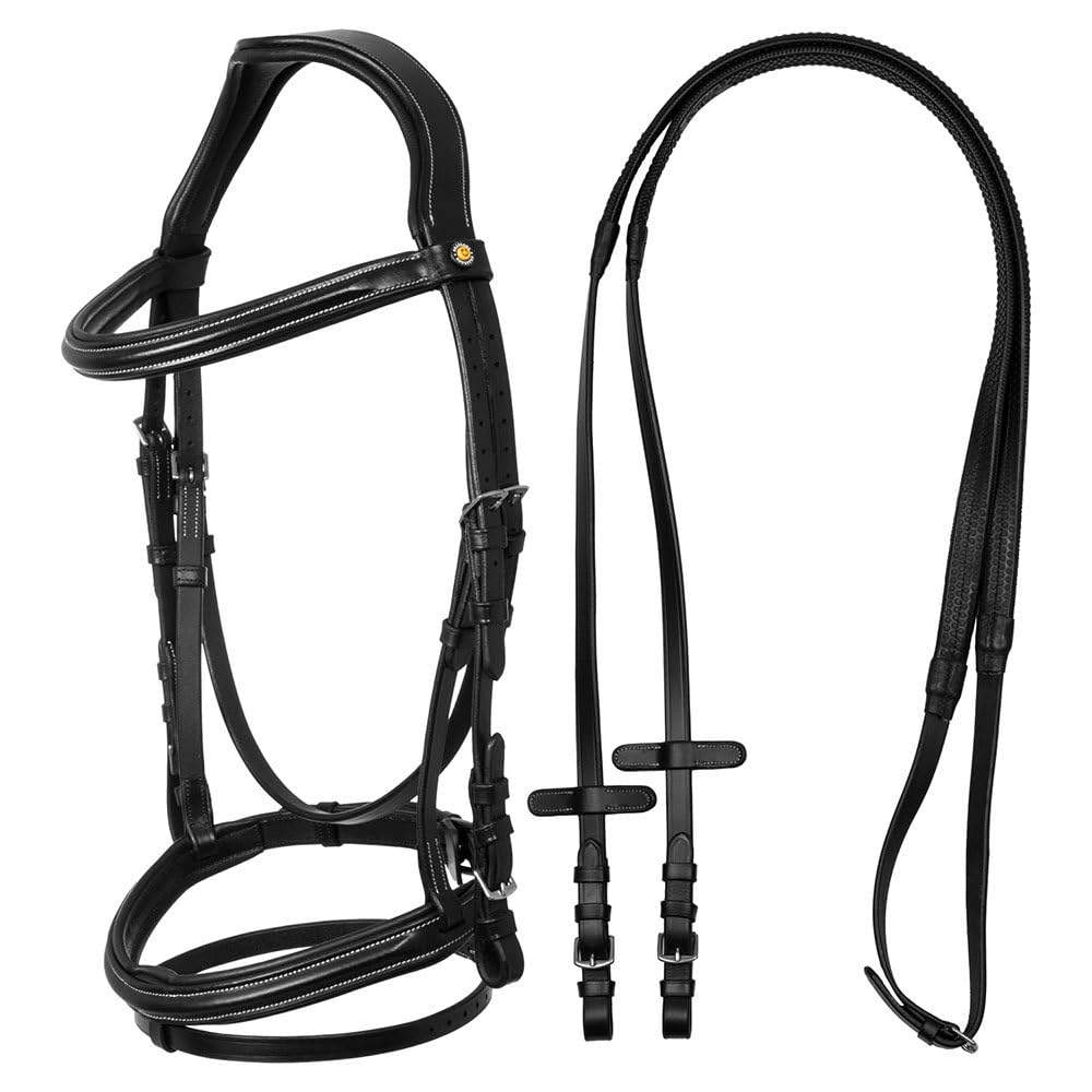 Testiera Anatomica in Pelle rialzata e Imbottita Pony, Nero