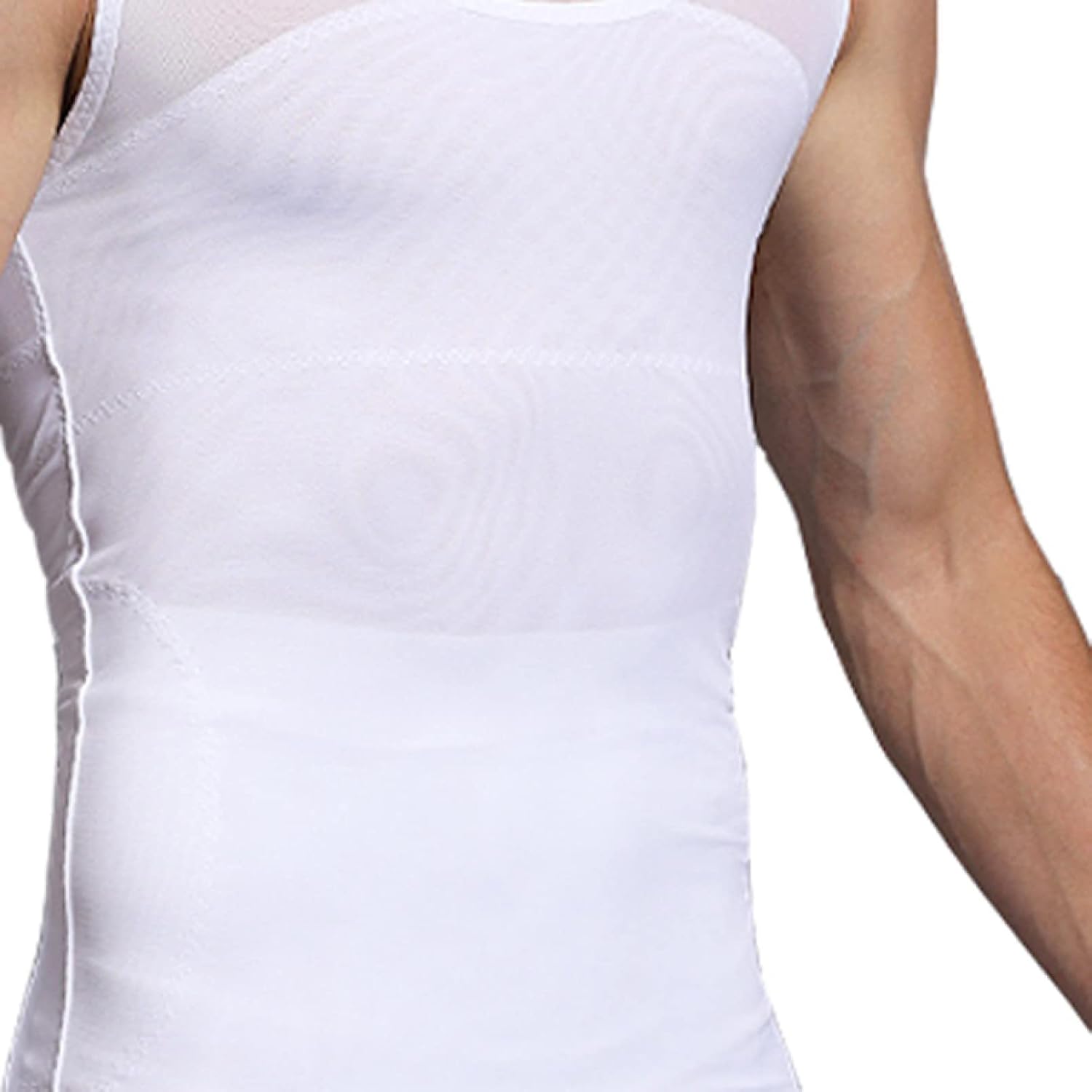 Breathable Shapewear Tank Top for Men Slimming Compression Vest Sleeveless Tummy Control Body Shaper Shirt - Gym