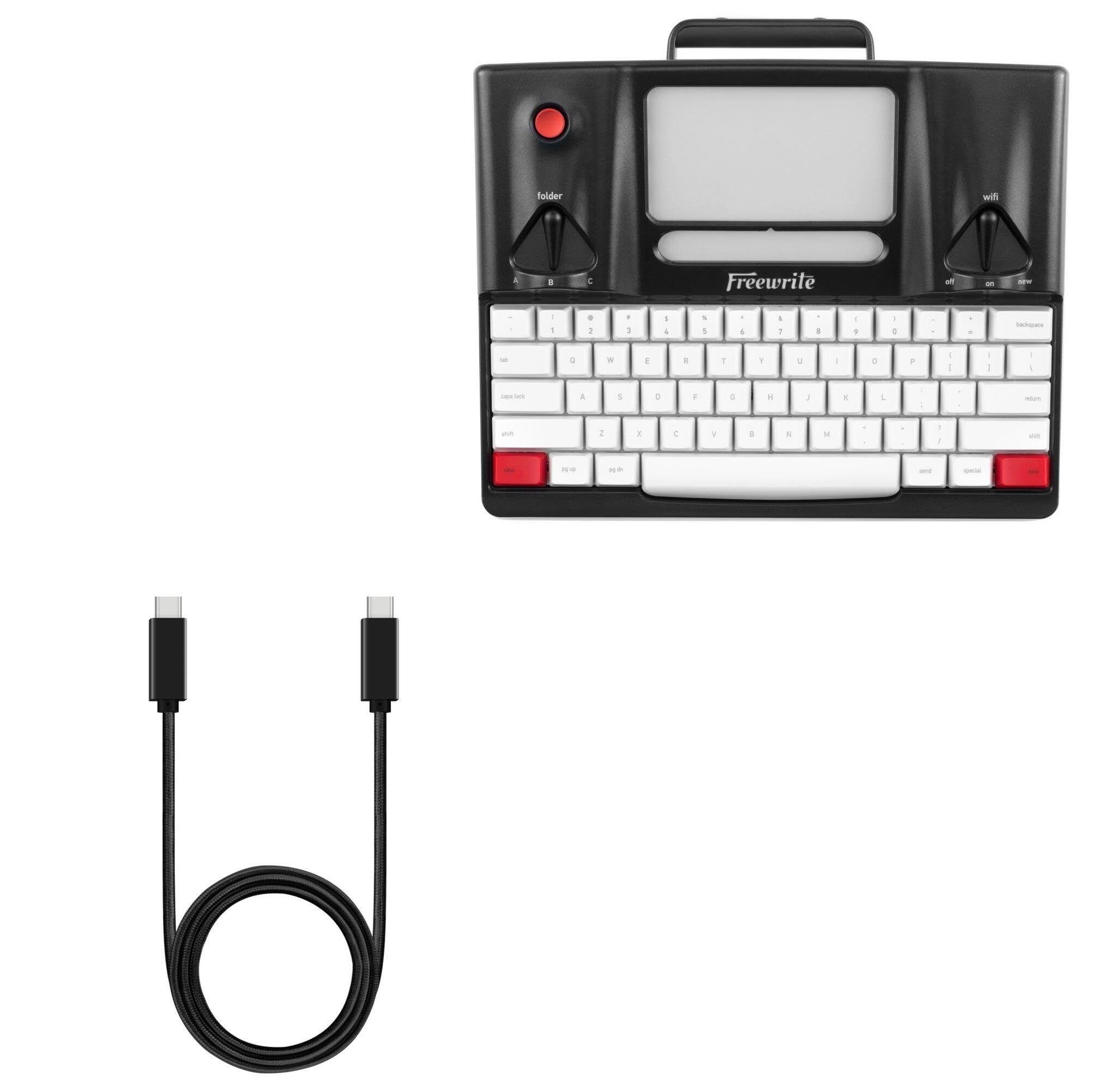 BoxWave3ft USB-C to USB-C PD Cable (100W) for Astrohaus Freewrite Smart Typewriter (2nd Gen) - Jet Black