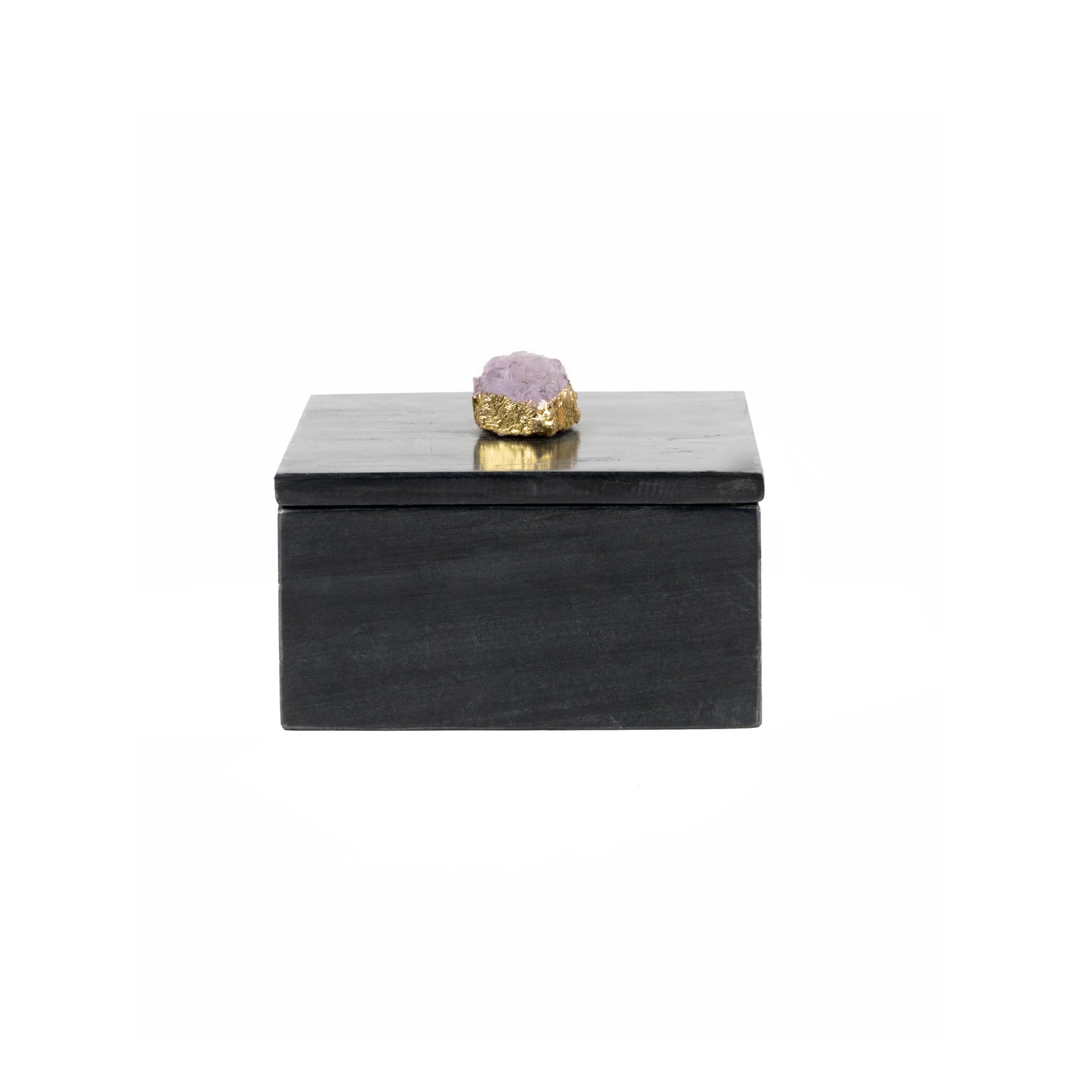 Modern Decorative Objects Marble Box with Lid for Bathroom Home Decor | Black Marble Decor Box with Geode Small Boxes | Jewellery | Vintage Vanity