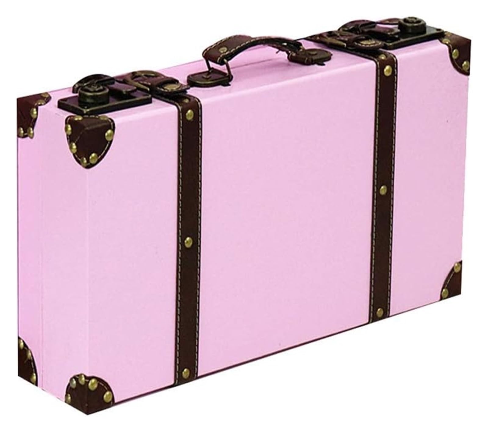 Set di valigie da Viaggio Vintage, Baule Antico in Legno e Pelle, Scatola di Cartone Portatile per Oggetti di Scena fotografici, Bagaglio in Stile Europeo (C 44x22x11 + 48x29x14CM)