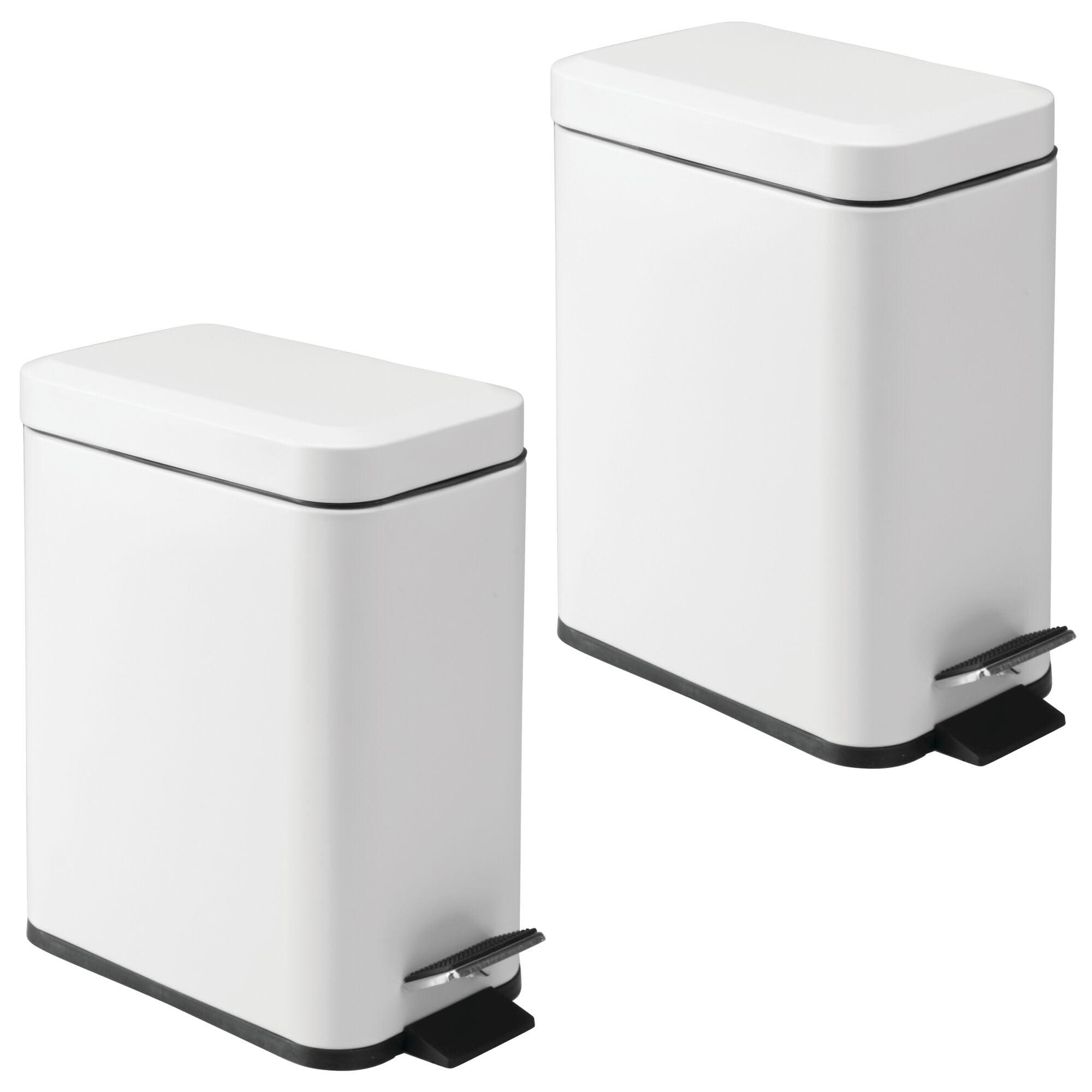 iDesign Rechteckiger Badezimmer-Mülleimer, rechteckig, 5 l, M2, Weiß, 2 Stück