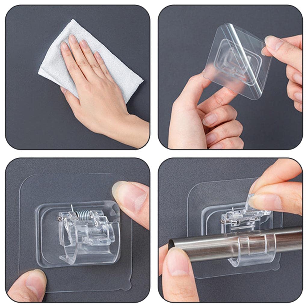 Lot de 5 supports de tringle à rideaux - Crochets muraux en ABS - Pour la maison - Transparent