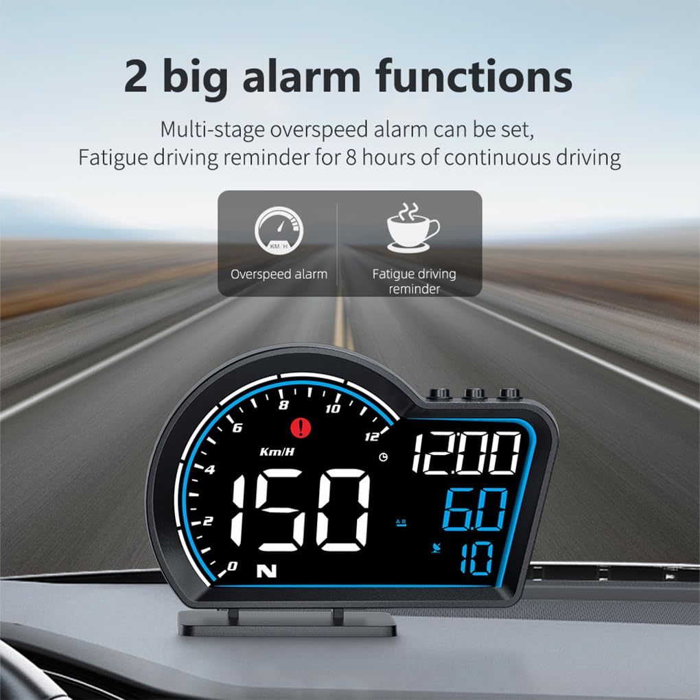 Velocímetro LED para automóvil: aplicable a Todos los Modelos de vehículos Pantalla Alarma Digital Hud Ajuste automático de sensibilidad