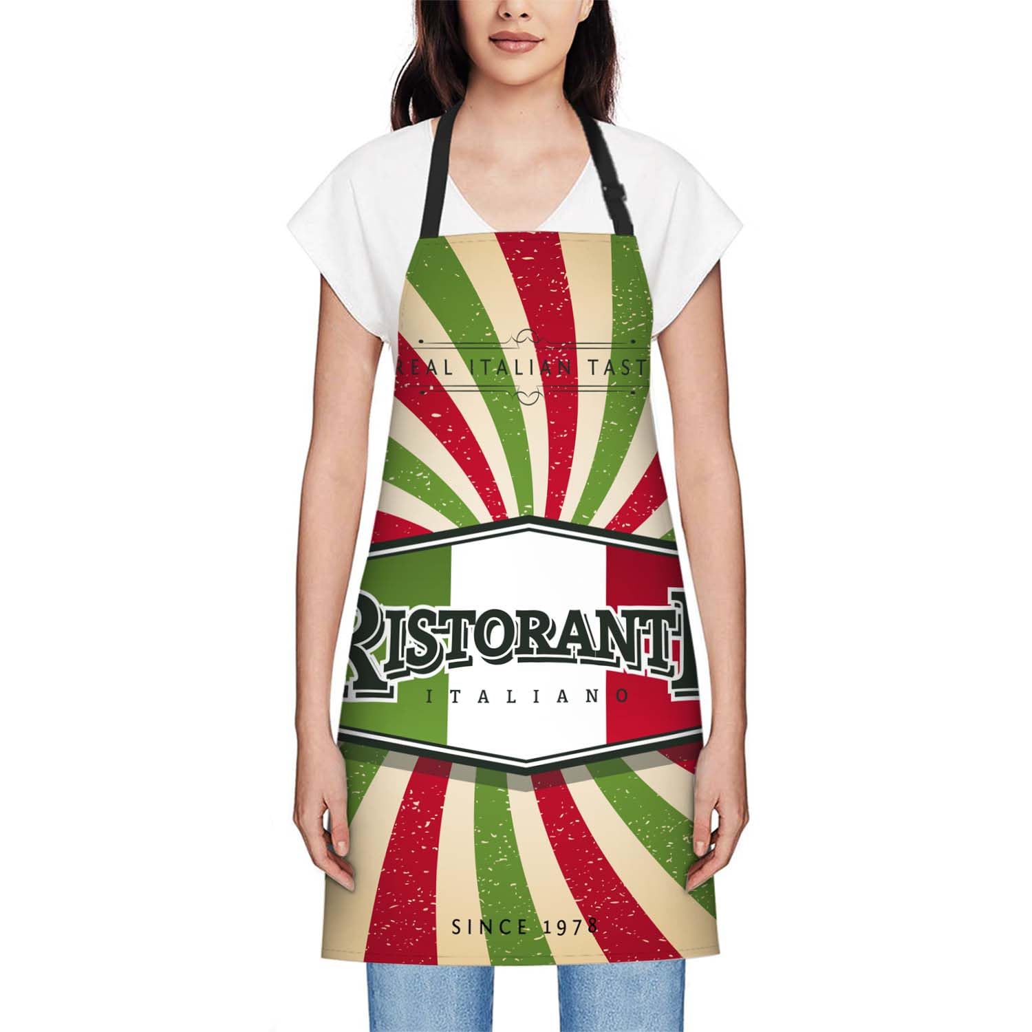 Smooffly Italian Restaurant Apron for Chefs and Cooks Kitchen & Catering Bib, Italian Restaurant Banner, 27x31 Inch - Image 2