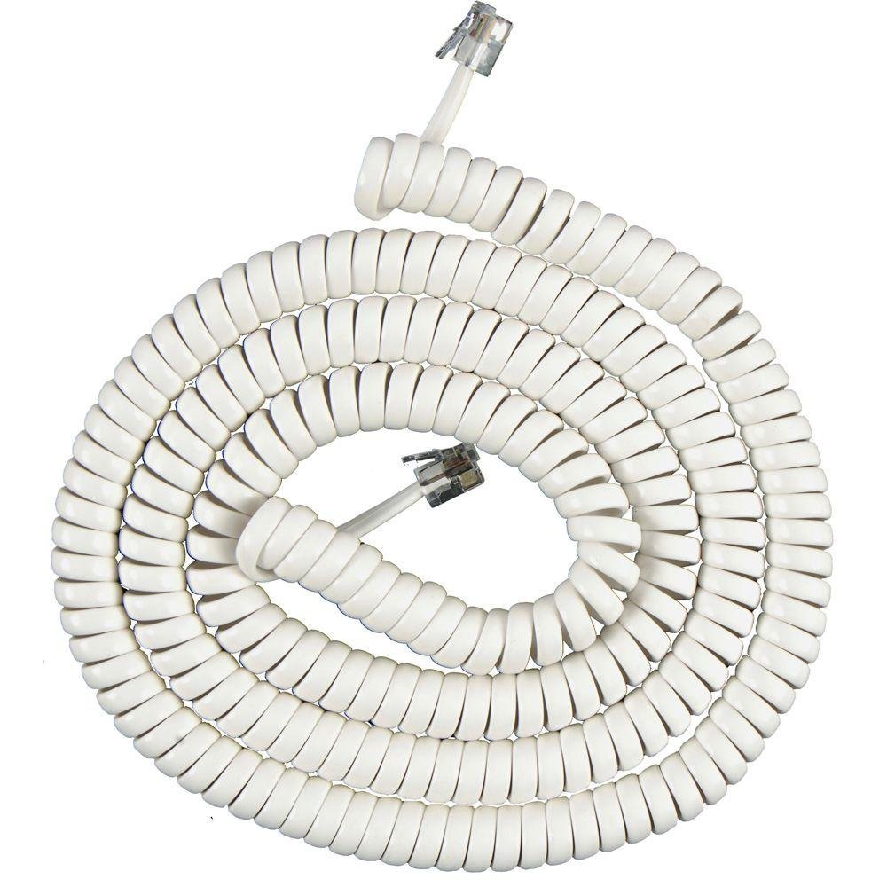Uni-Best Coil Telephone Cord. Plug to Plug Extension. Standard Phone line Cord Configuration. A Selection of Multiple Colours and Sizes(2 Pack) (Ivory, 7') — view 3