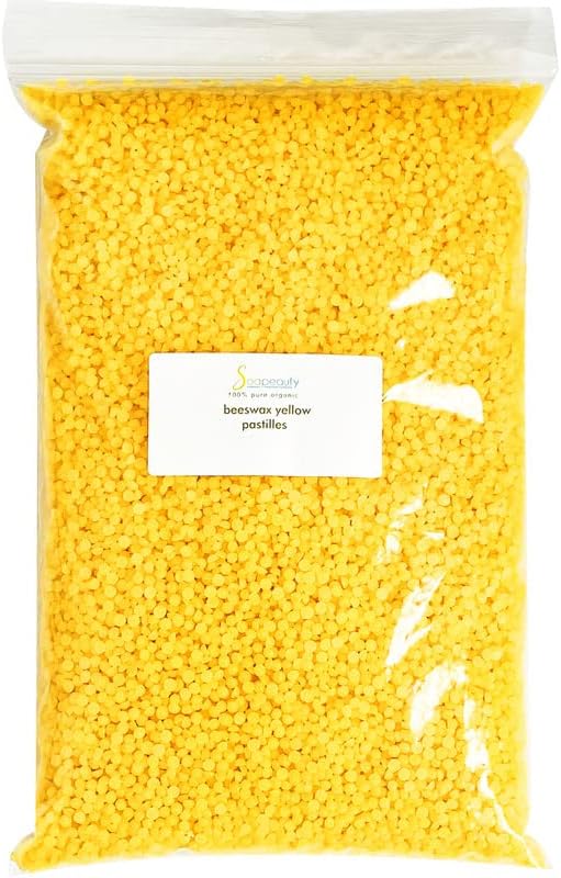 Soapeauty Organic Yellow Beewax Natural Bees Wax Pastilles For Lip Balm, Skin Care Beeswax Pellets Used as Candle Making Supplies for Beeswax Candles (8 OZ)