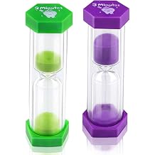 Tooth Brushing Timers for Kids and Teens, 3 Minutes Hourglass Sand Timer | for Brushing Tooth, Pack of 2 Jeowoqao