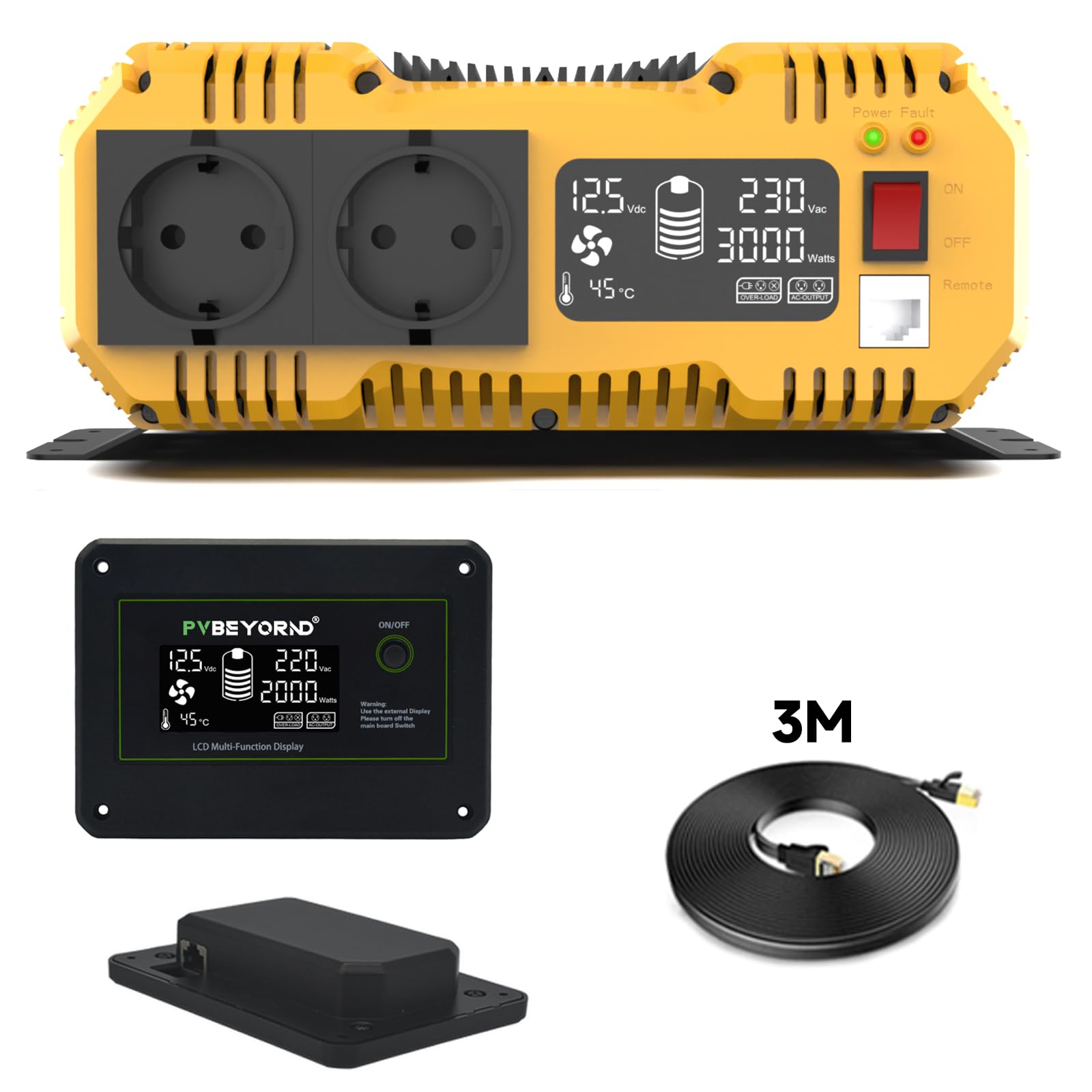 Inverter 12V 220V/230V onda pura 3000W/6000W Inverter 12V 220V | Con funzione di controllo remoto Ideale per l'alimentazione elettrica fuori rete, camper e campeggio. onda sinusoidale pura