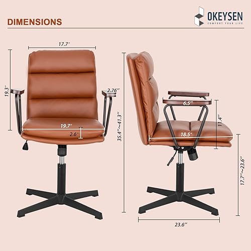 Miniatura 8 de Okeysen Silla de escritorio de oficina moderna, silla de tocador con reposabrazos acolchados extraíbles para el hogar, sillas giratorias ergonómicas