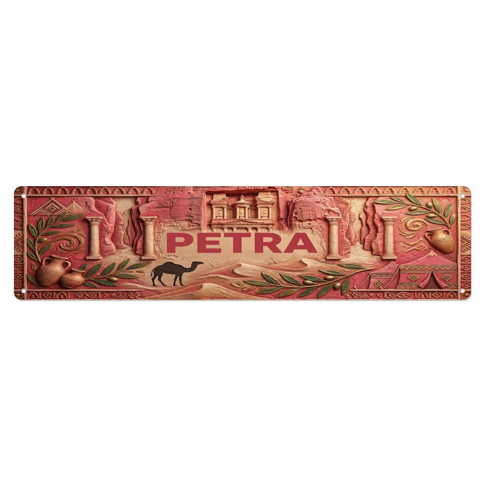 Xanthor Style Metal Tin Sign Vintage Petra Jordan Flag Pattern