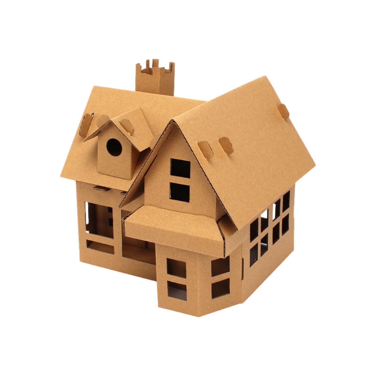 Paper House - Cardboard Coloring Playhouse, Parent-Child Interactive Paper House Toys, Papers Toys DIY Making, DIY Cardboard Model Making For Kids, Classroom, Home, Christmas