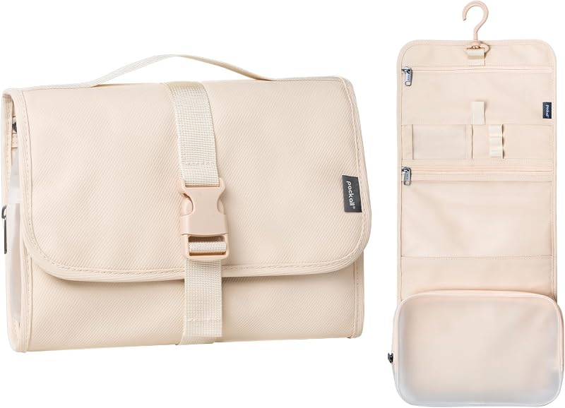 Necessaire suspensa de viagem pack all em tecido de malha revestido
