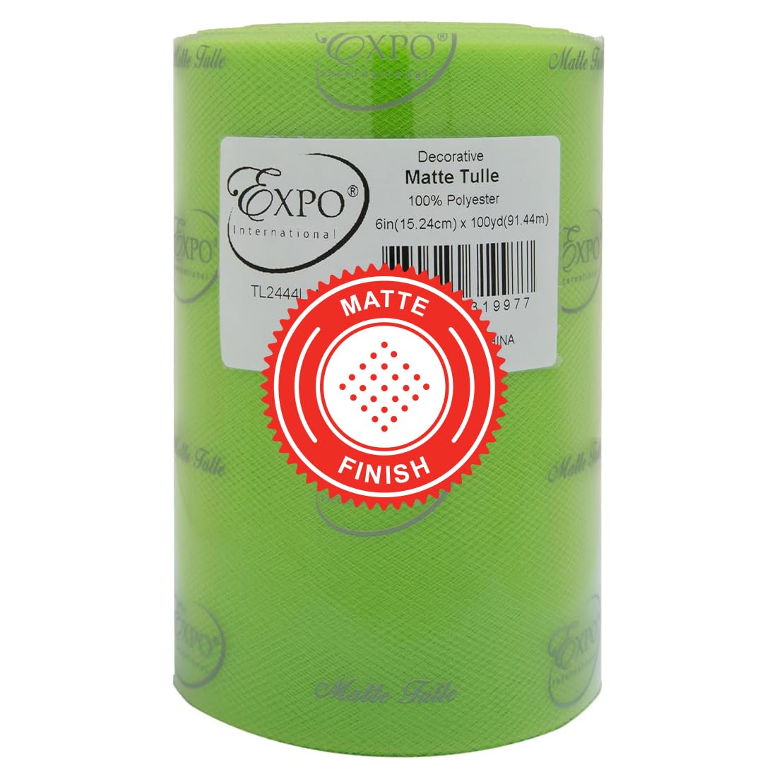 Expo International Decorative Matte Tulle, Roll/Spool of 6” X 100 Yards, Lightweight Polyester Tulle Fabric for Tutus, Costumes, and Party Decorations, Washable, Easy-to-Use, Lime