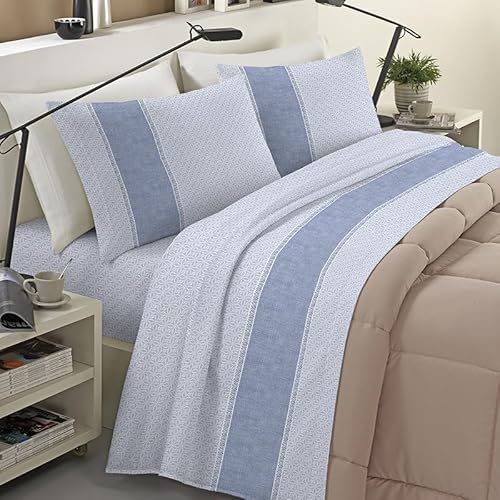 Banzaii Completo Lenzuola Matrimoniale Invernale in Flanella Felpate 100% Cotone