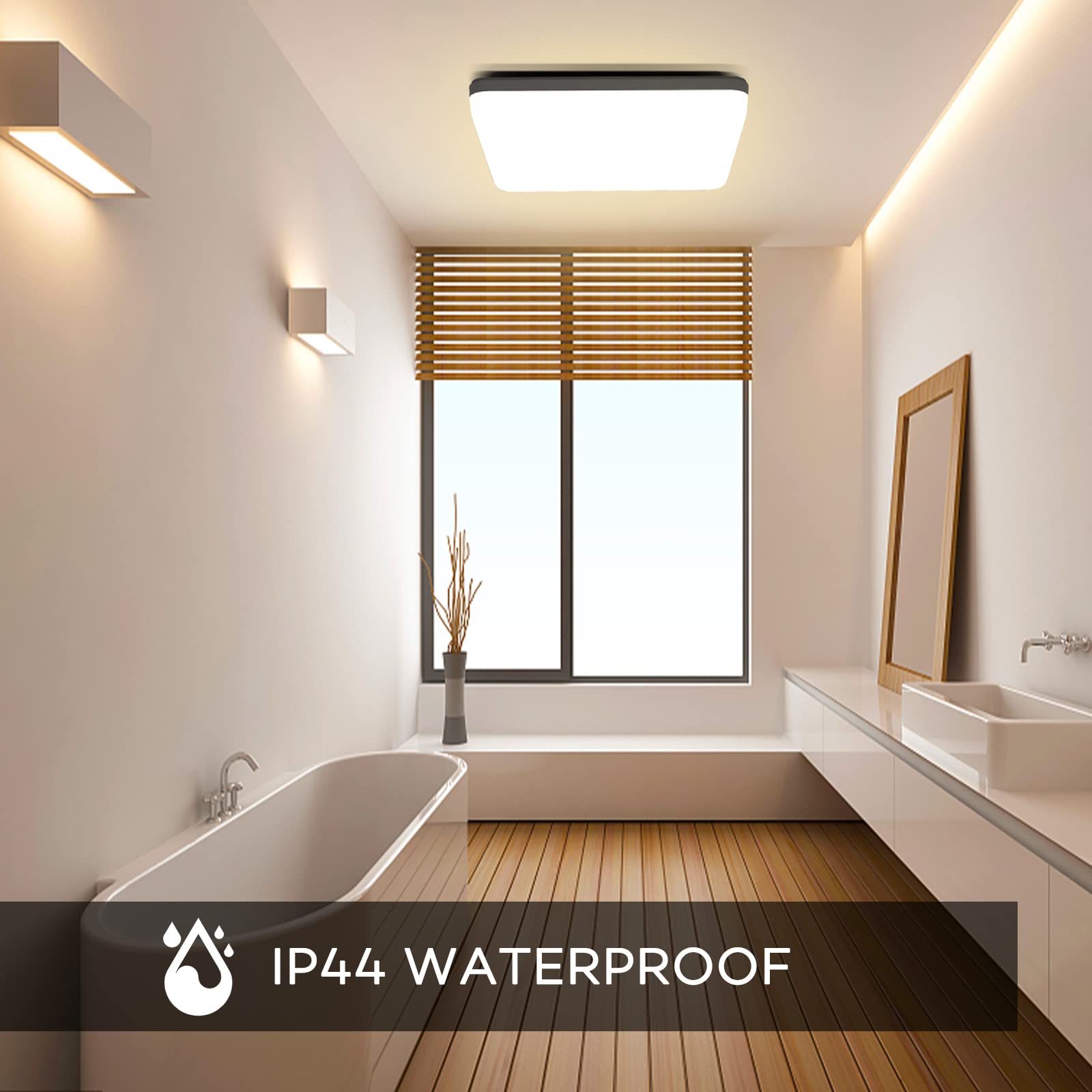 Plafoniera LED Soffitto Quadrata 20W, Lampada da Soffitto LED Moderno 4000K 2000LM Plafoniera Bagno IP44 Impermeabile Plafoniere da Ufficio Luce Soffitto per Camera da Letto Cucina Soggiorno Balcone
