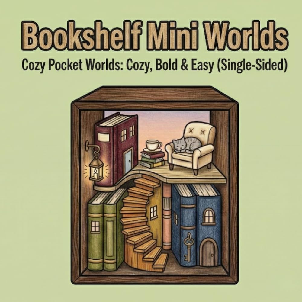 Bookshelf Mini Worlds: Cozy Pocket Worlds: Cozy, Bold & Easy (Single-Sided) (cozy pocket worlds series)