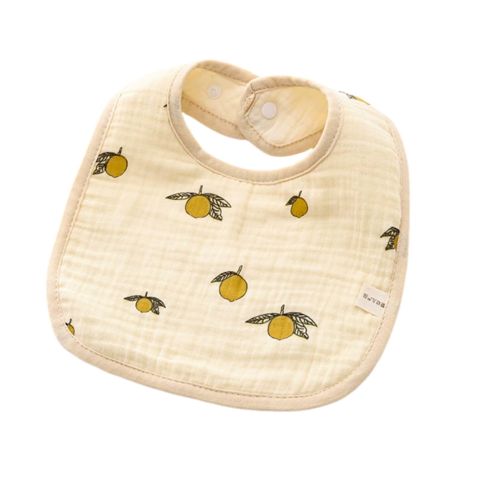 Hixingo Cotton Toddler Bibs with Snaps 3 Pack Soft Absorbent Comfortable Drool Bibs with 2 Adjustable Snaps for 0-36 Months Newborn Infant Boys Girls Feeding Drooling (Lemon,20x28cm)