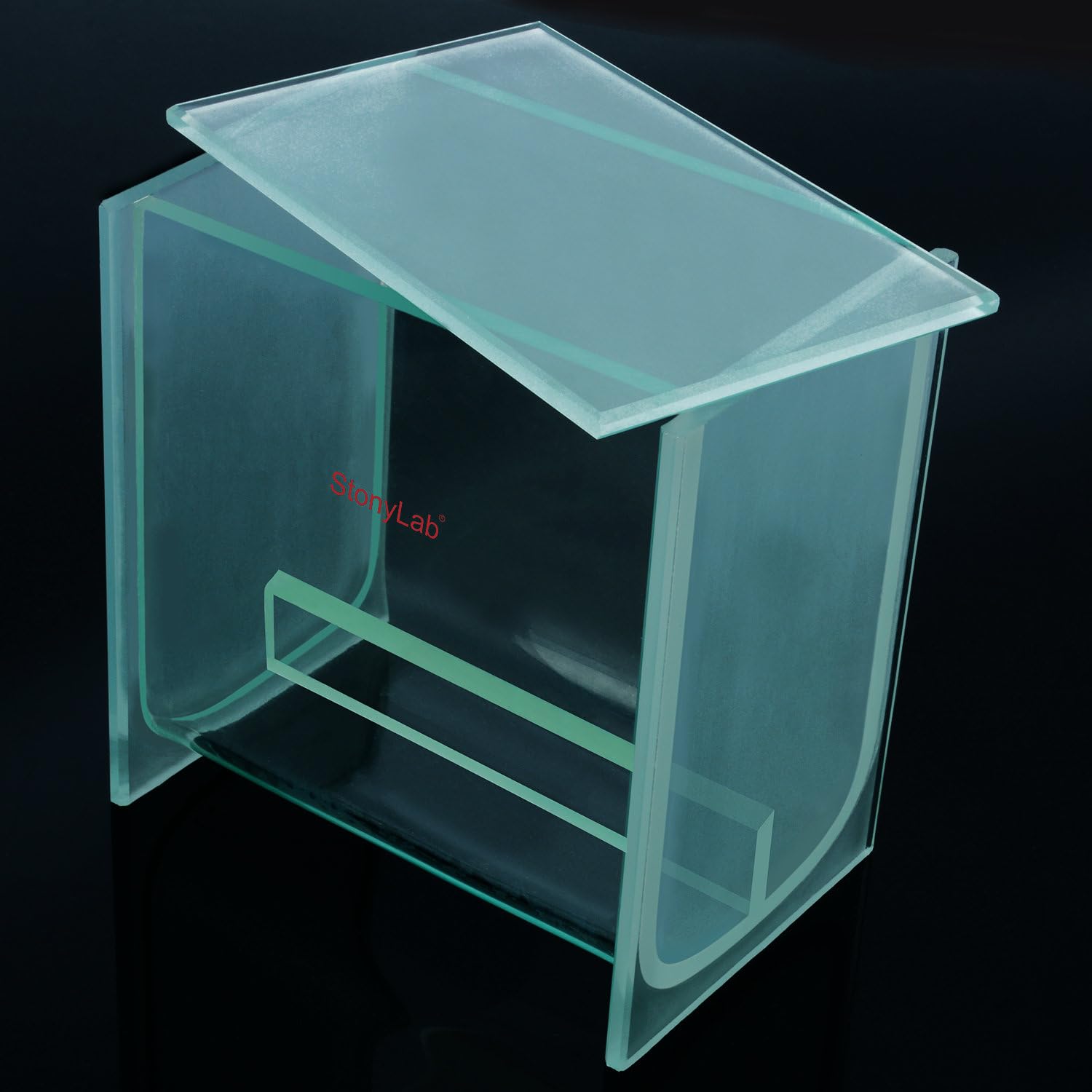 stonylab Glas Quadrat TLC Entwicklungstank, Schwerlast Borosilikat Chromatographie TLC Entwicklungskammer mit Deckel für Mehrfachplattenentwicklung, 100 x 100 mm