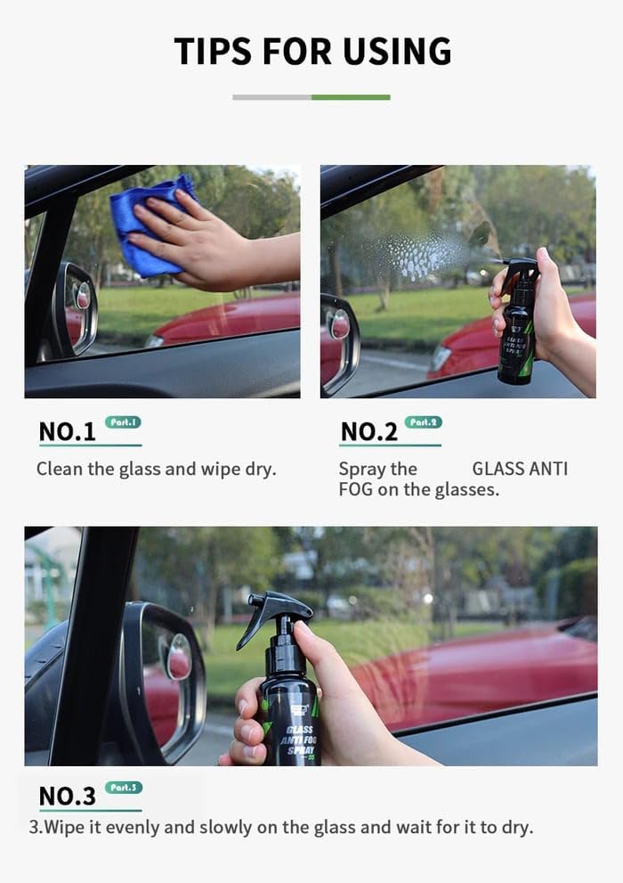 Image of Abhayart Car Glass Cleaner Anti Fog Spray(100ML), Oil Film Remover for Car Window, Anti-Fog, Rainproof, Automotive Glass Cleaner, Hard Water Spot Remover, Car Windshield Cleaner, Helmet Visor Cleaner