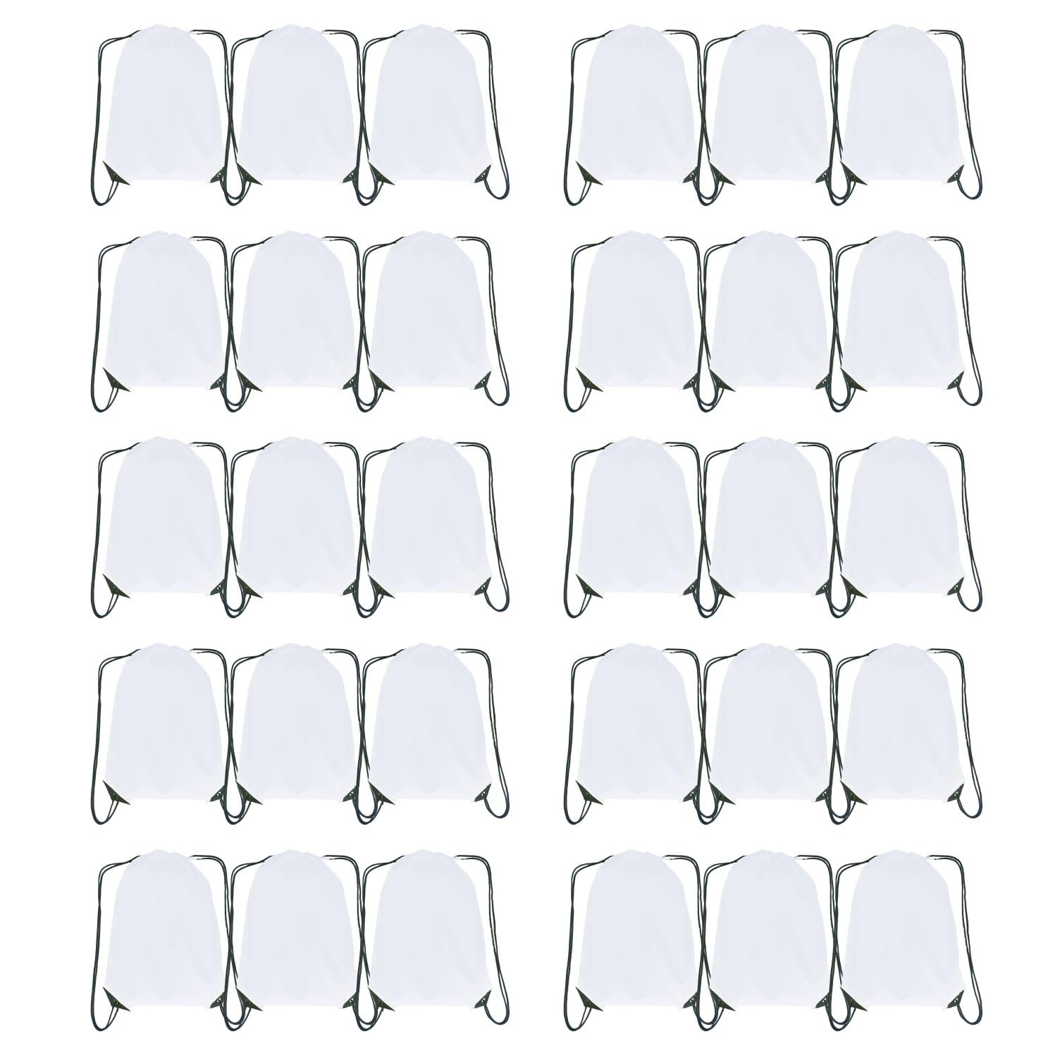 JohahaTim Drawstring Backpack Bulk 30 Packs Draw String Bags for DIY Gym Sports Traveling Trip Pedestrianism Yoga Cinch Bag Sackpack Drawstring (white