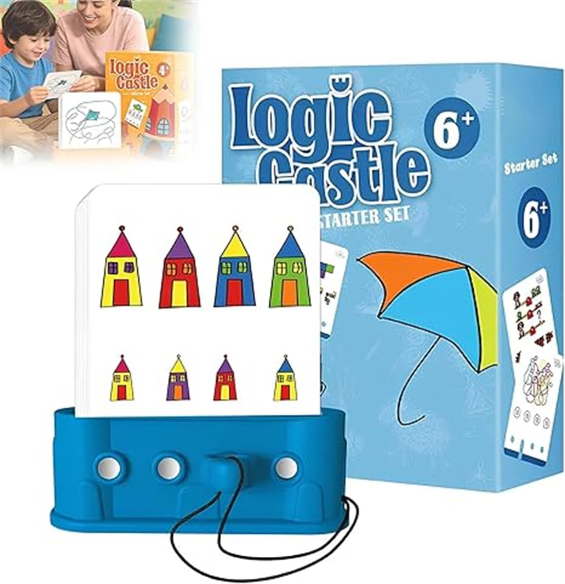 Montessori Logic Castle, Logic Castle Educational Challenge Cards, Ages 3-6, Screen-Free Brain Teaser Toy, Develops Logical Thinking, Fine Motor Skills, and Problem Solving (6+ Hard Mode)
