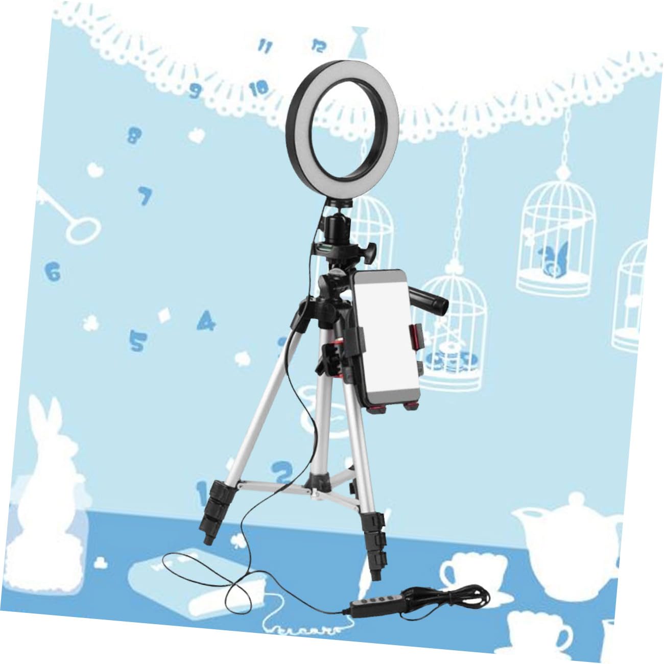Hemobllo Luce Anello LED con Treppiede Leggero per Video Youtube Streaming Live e Trucco Mini Luce LED per Fotocamera Supporto per Telefono Cellulare Colore Casuale
