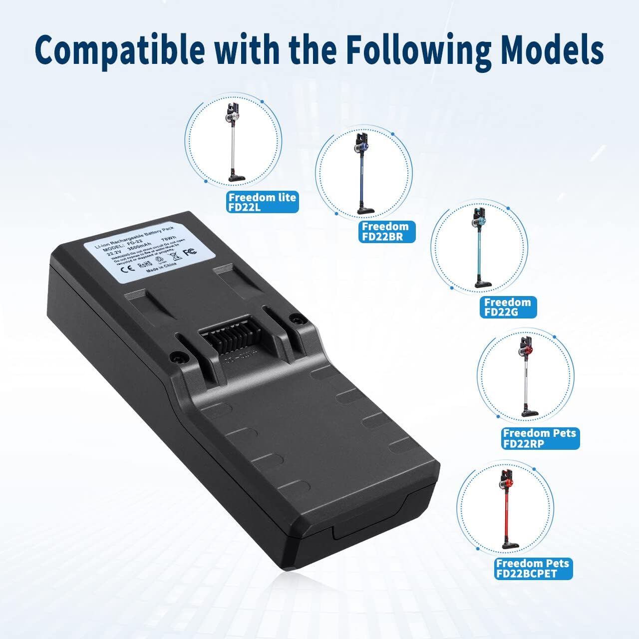 3.5Ah Replacement diek Battery,Compatible with Deik Vacuum Models MT-1616 MT-1206 ZB-1516 Cordless Vacuum Cleaner,Li-Ion 22.2V Battery