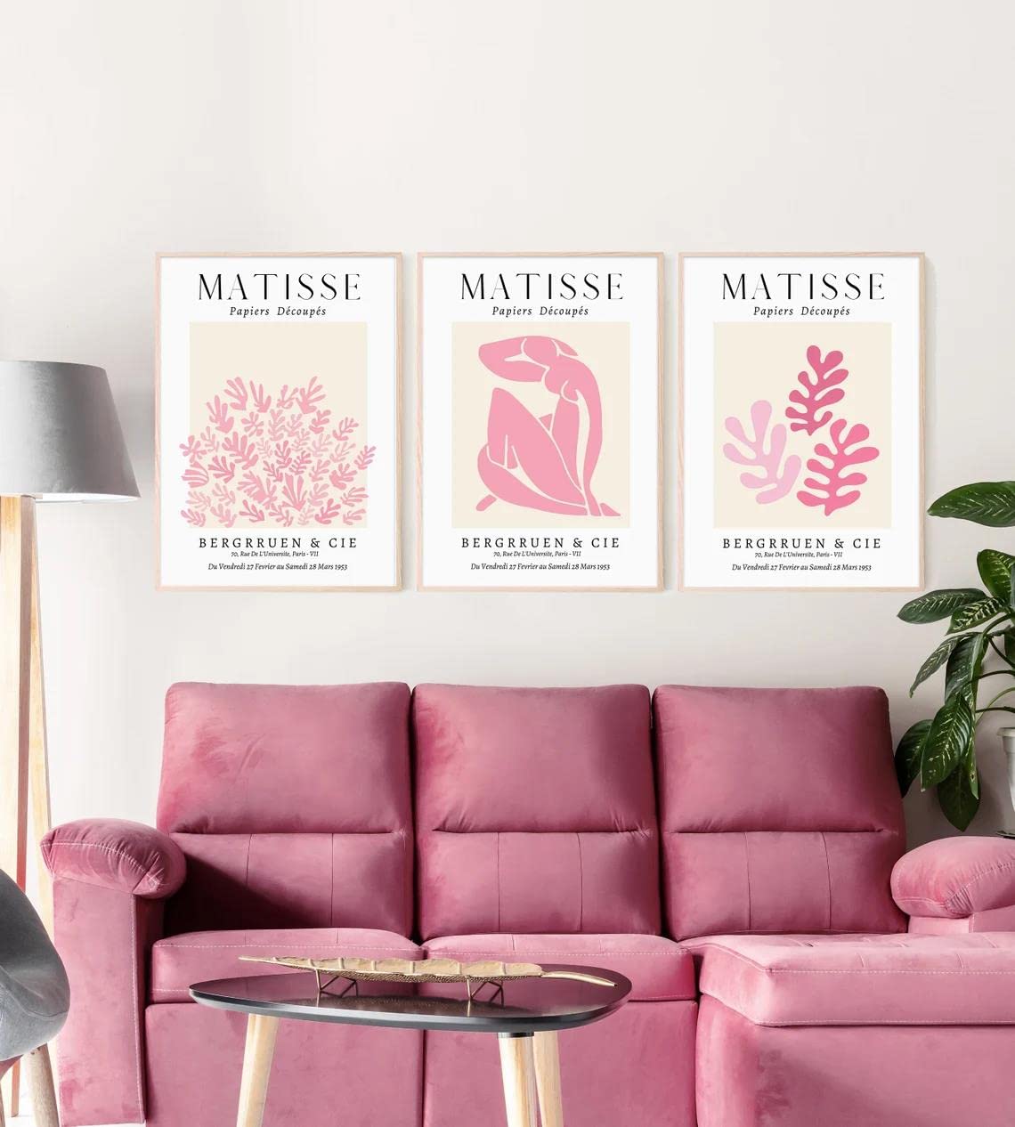 HesenDot Unframed Matisse Pink Wall Art,30x40cm Canvas Prints,Set of 3 Modern Abstract Wall Decor Posters,Minimalist Home Decoration for Living Room Bathroom Bedroom Dorm Office - Image 3