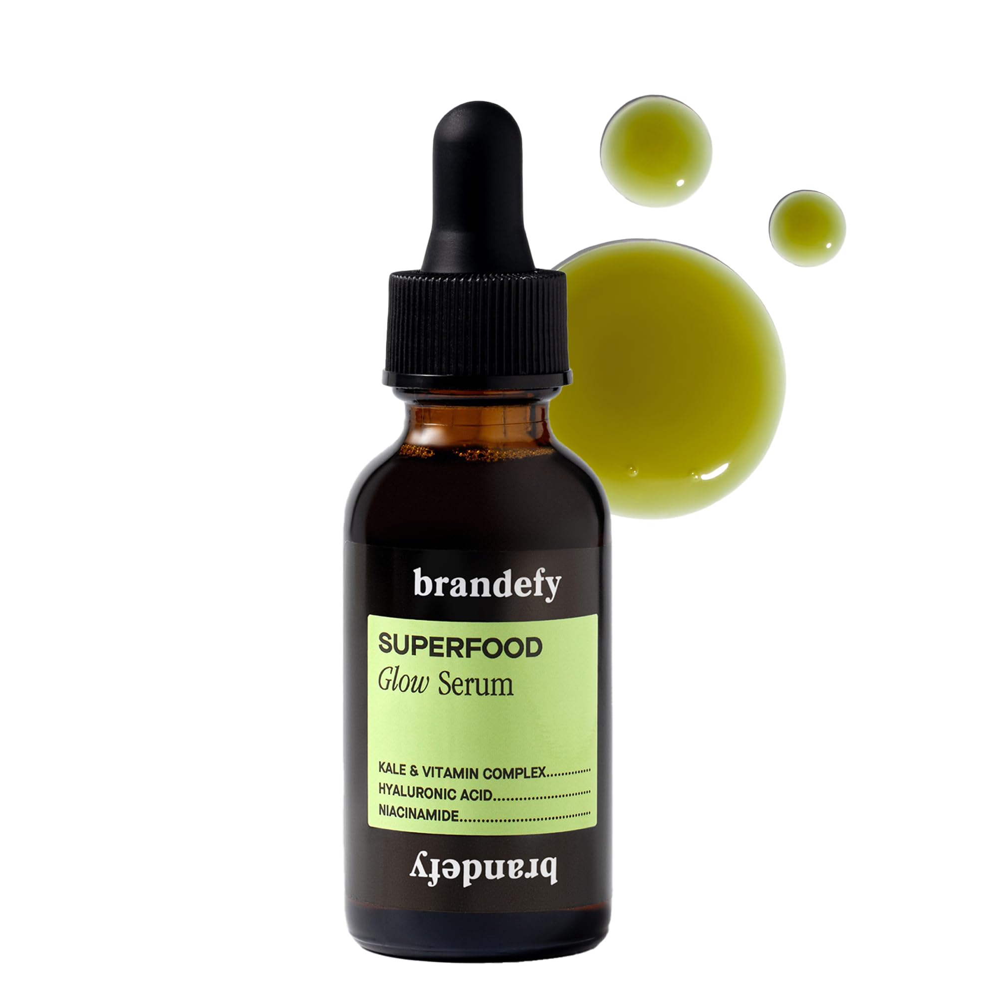 Brandefy Superfood Glow Serum - Kale & Vitamin Complex, Hyaluronic Acid, Niacinamide - Hydrating, Antioxidant Serum for Radiant Skin, Made in the