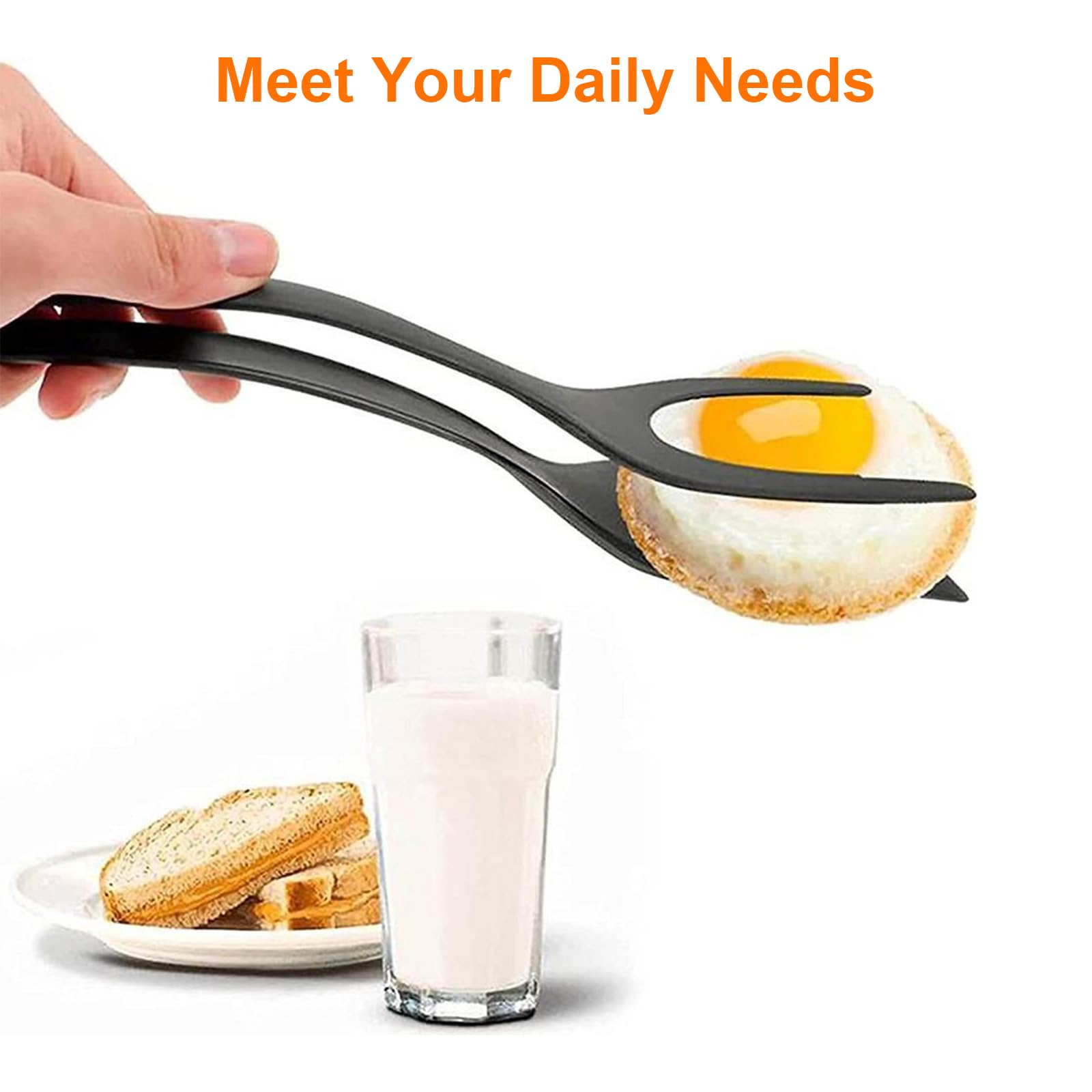 2 in 1 Grip and Flip Spatula - ShiningUU Egg Flippers Tool for Kitchen Cooking | Tongs Grip and Flip Fried Egg Turners Cooking Tool | Ideal for Pancake, Fish, French Toast, Omelet, Steak, Frying, Turn - Image 4