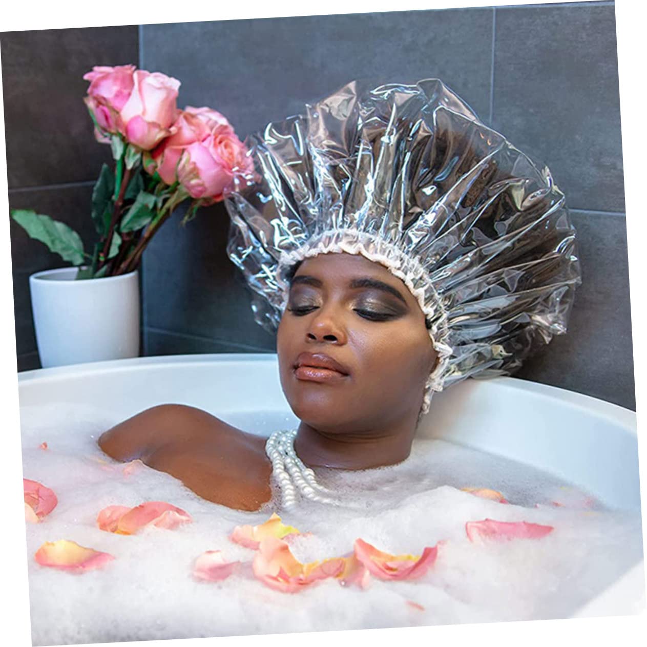 5stücke Wasserdichte Duschhaube Für Lange Übergröße Elastische Tragbar Für Und Bad Unisex Für Afros Geflochtenes Haar