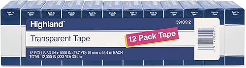 Miniatura 3 de Highland Cinta transparente 1 rollo de 34 x 1296 núcleo de 1 pulgada transparente MMM5910341296