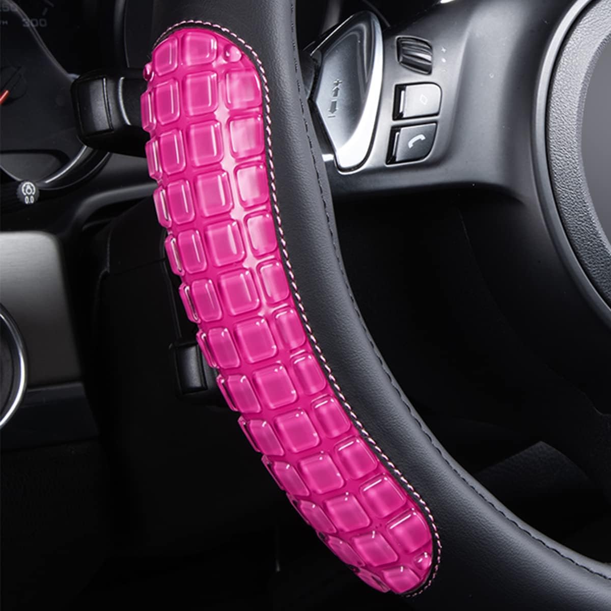 Flying Banner car Steering Wheel Cover Gel Massage Velvet Cool Warm Universal Size 15 inches SUV Truck Anti Slip Odorless Summer Winter (Black Pink, Gel Massage) - Image 5