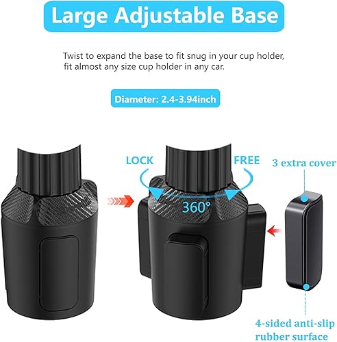 Miniatura 4 de DOUBFIVSY Bandeja de portavasos más grande para automóvil, bandeja de alimentos para automóvil de 10 pulgadas con soporte para teléfono, soporte