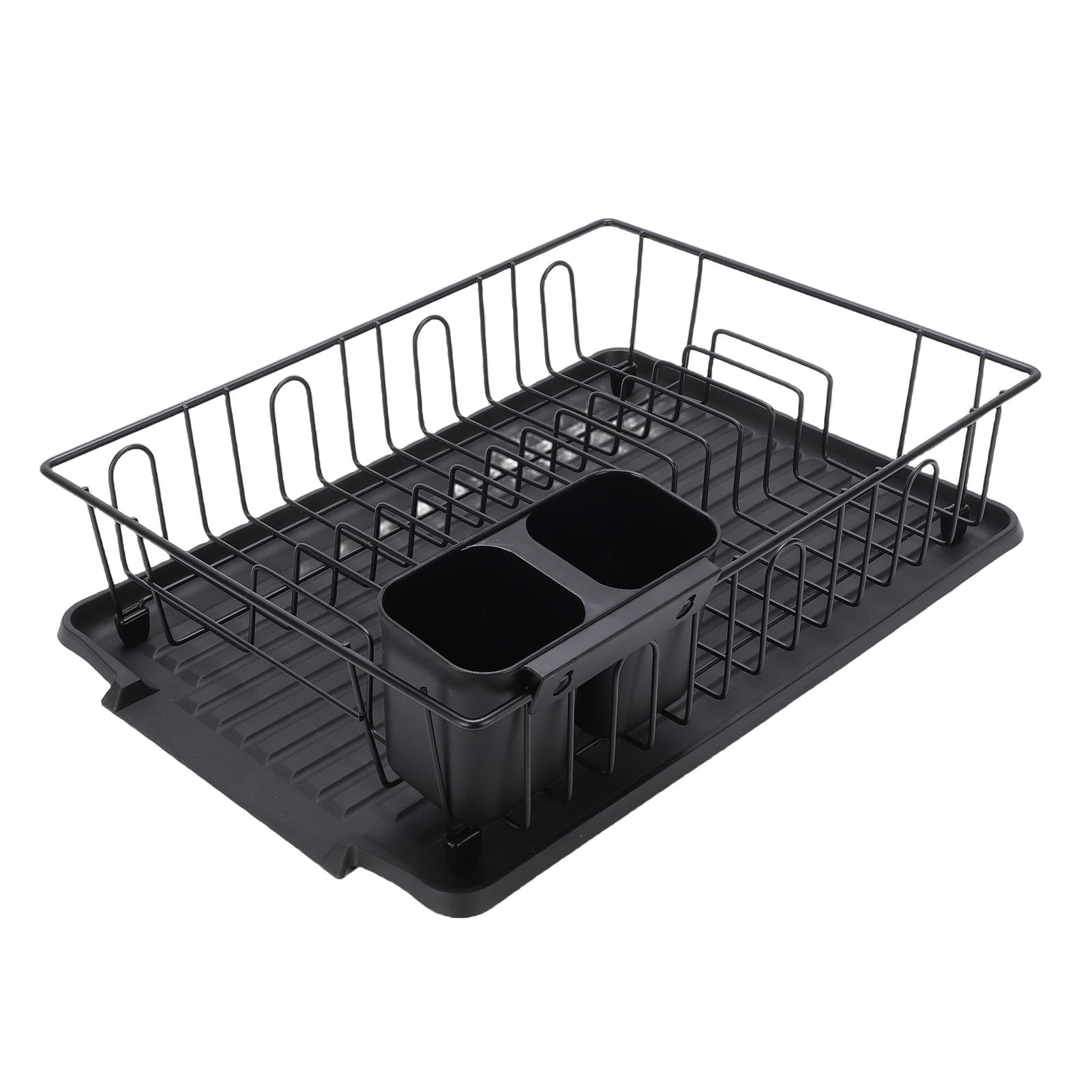 Scolapiatti Scolapiatti in Filo di Ferro con in ABS 43 X 31 X 10 Cm Piatto da Appoggio Compatto Ciotola Organizzatore di Tazze per Appartamento Casa Lavello Uso Laterale (BLACK)