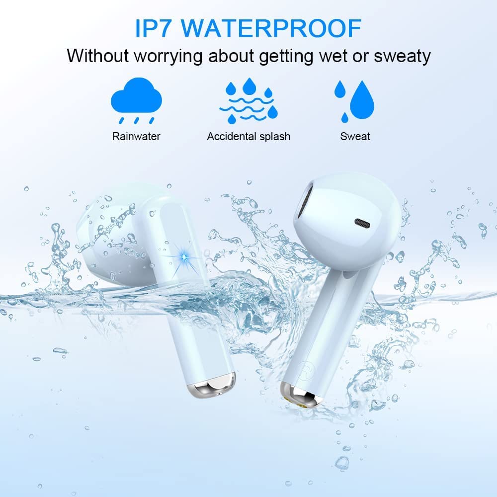 Cuffie Bluetooth 5.3 Auricolari Bluetooth con 4 HD Mic,Display LED,Bassi Potenziati Wireless Cuffie In Ear Cancellazione Rumore Cuffie Senza Fili,25 Ore Cuffiette Bluetooth Sport IP7 Impermeabili,Blue