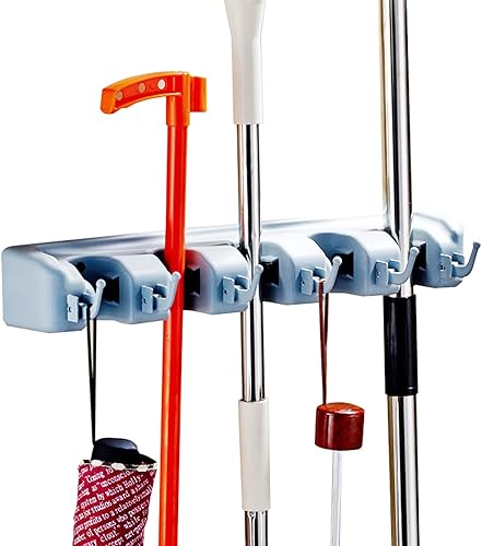Yinuoday Soporte para fregona y escoba, organizador de escoba pesada, organizador de herramientas de almacenamiento, organizador de herramientas con